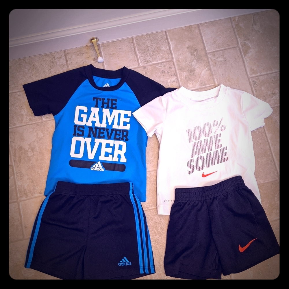 Nike and Adidas toddler shorts sets